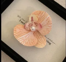 Clame și Agrafe - Accesorii pentru Păr de Calitata Accesoriu de păr cu agrafă model orhidee portocalie