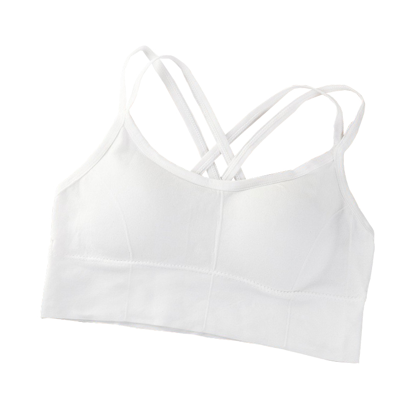 Bustiera pentru Sala, cu Bretele si Spate Gol, Fara Cusaturi, Model Push Up, Marime Universala, Alb,     MIX14100