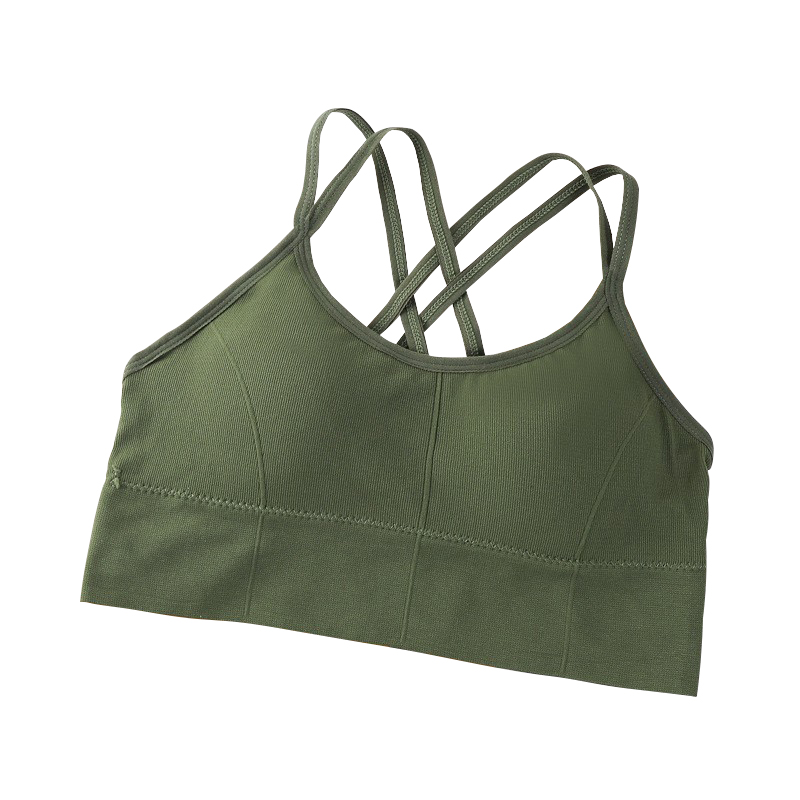 Bustiera pentru Sala, cu Bretele si Spate Gol, Fara Cusaturi, Model Push Up, Marime Universala, Verde,    MIX14098