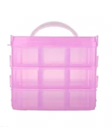Cutii Organizare pentru Manichiură - UnghiiPro cutie organizare pentru manichiură Cutie plastic etajata P123 Roz