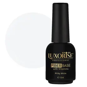 Top Coat - Finalizare Perfectă pentru Unghi Bază Fiber cu Vitamine LUXORISE, Alb Lapte 15ml