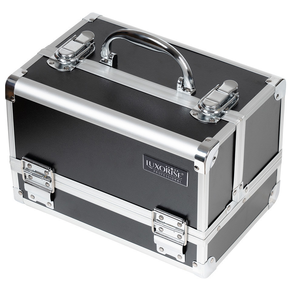 Genți Manichiură Profesionale - Calitate și Stil geanta manichiura din aluminiu cu oglinda, elegant black - luxorise