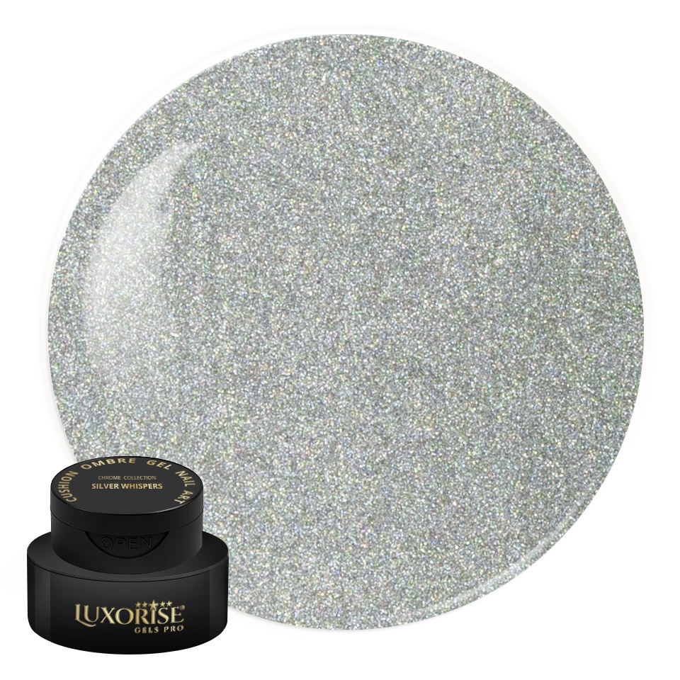 Gel UV Nail Art Babyboomer LUXORISE Cushion Ombre Chrome - Silver Whispers, 2ml
