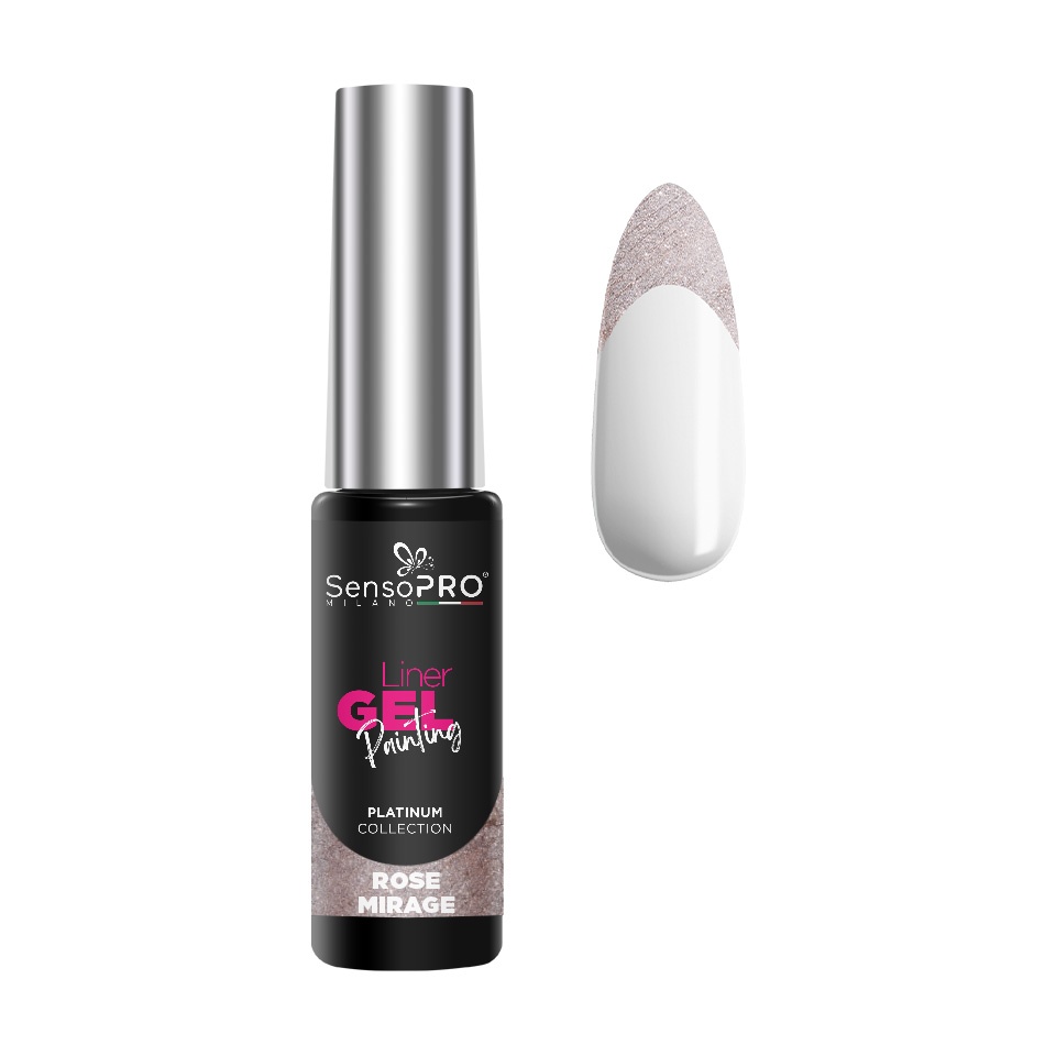 Liner Gel - Precizie și Stil în Machiaj Liner Gel UV pentru Pictura Unghii - SensoPRO Milano Platinum Rose Mirage 8ml