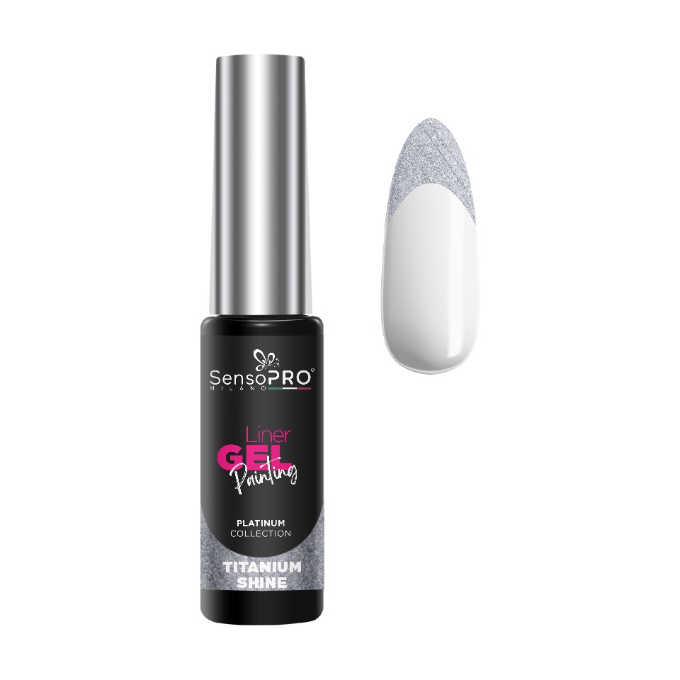 Liner Gel - Precizie și Stil în Machiaj Liner Gel - Pictura Unghii SensoPRO Milano Platinum - Titanium Shine 8ml