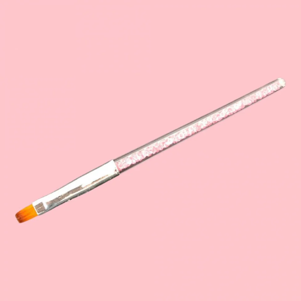 Pensula Gel nr 6 cu cristale roz