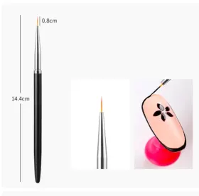 Pensule Manichiura - Precizie și Eleganță în Fiecare Detaliu pensula manichiura - Pensula pictura maner negru 0.8 cm