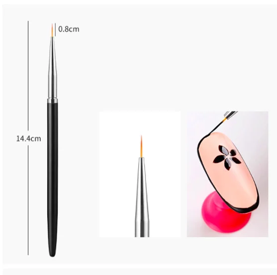 Pensule Manichiura - Precizie și Eleganță în Fiecare Detaliu pensula manichiura - Pensula pictura maner negru 0.8 cm