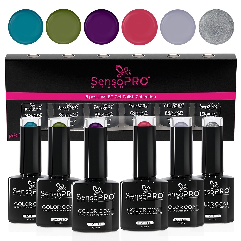 Seturi de Oje Semipermanente pentru Manichiură Perfectă Set Oje Semipermanente 10ml SensoPRO Milano, Chic Mirage