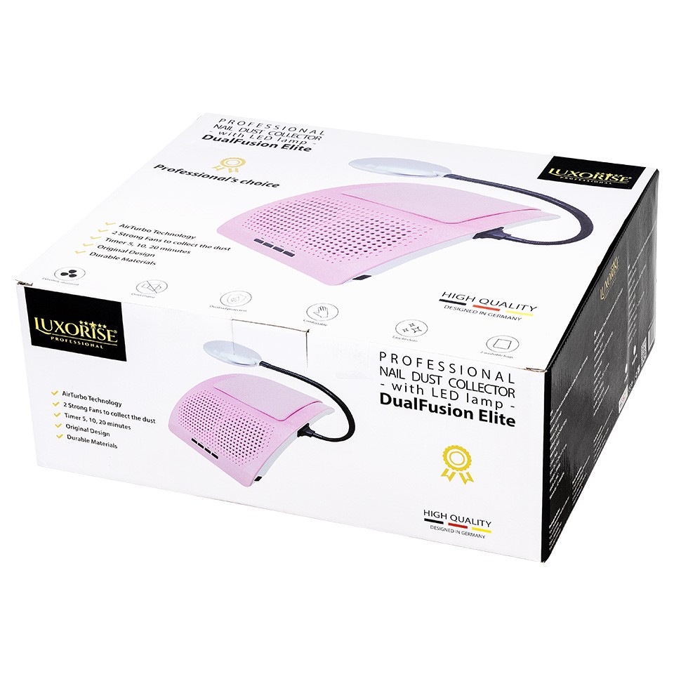 Aspirator Unghii 2 Motoare Dual Fusion Elite 60W LUXORISE + Lampa LED – Roz - Image 8