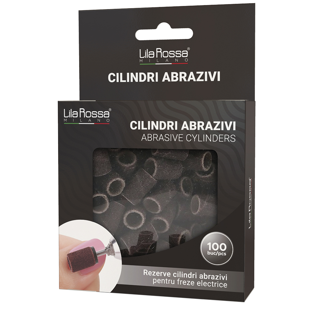 Set cilindri abrazivi Lila Rossa, inele smirghel cu granulatie 100, 100 buc