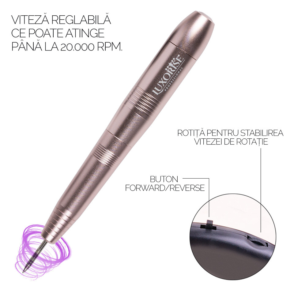 Freza Unghii cu Capat USB Titanium Travel - LUXORISE, Gold - Image 7