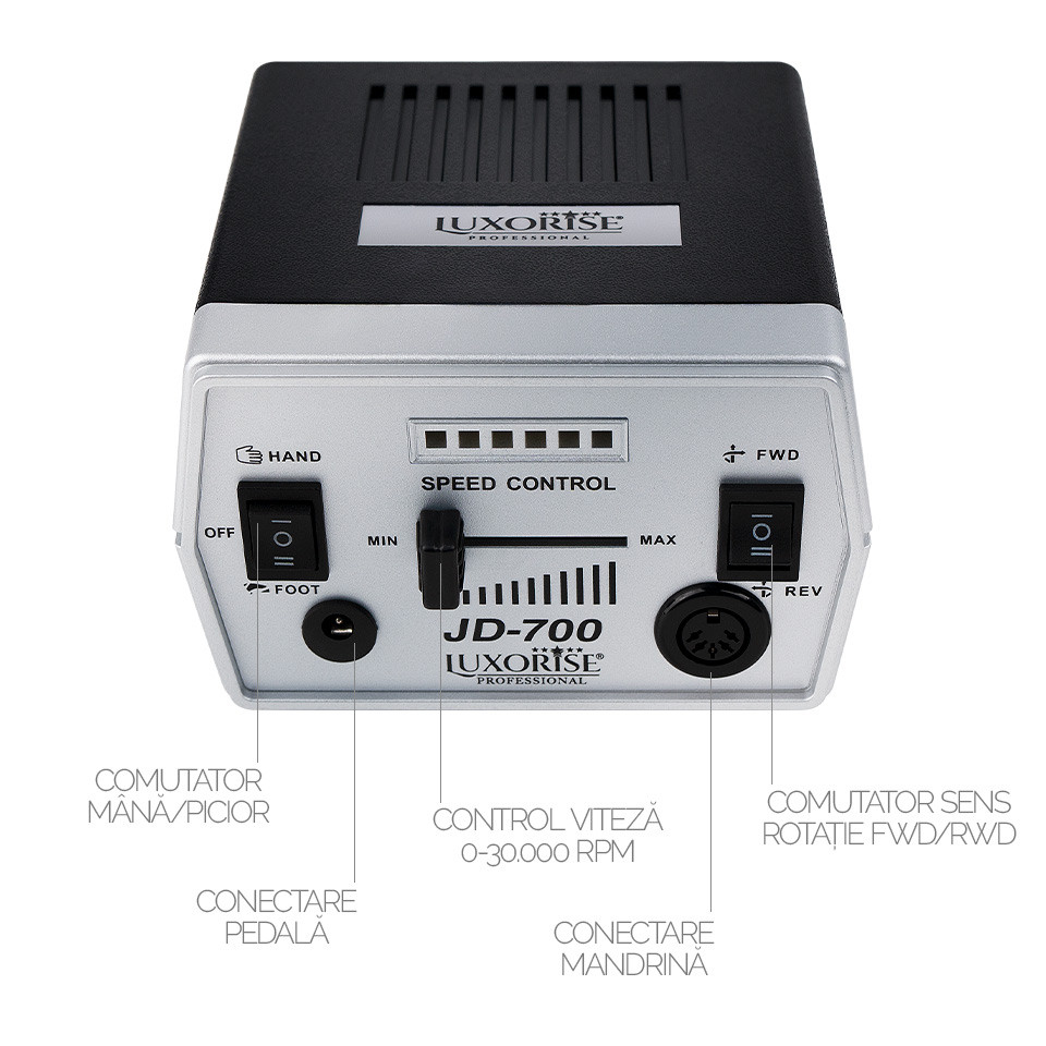 Freza unghii electrica profesionala PRO SPEED JD700 - LUXORISE Germania, 30000 RPM - Image 4