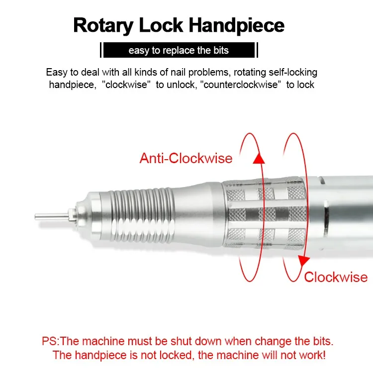 Freza Unghii Profesionala 75W, 35.000 RPM, Silver - Image 5