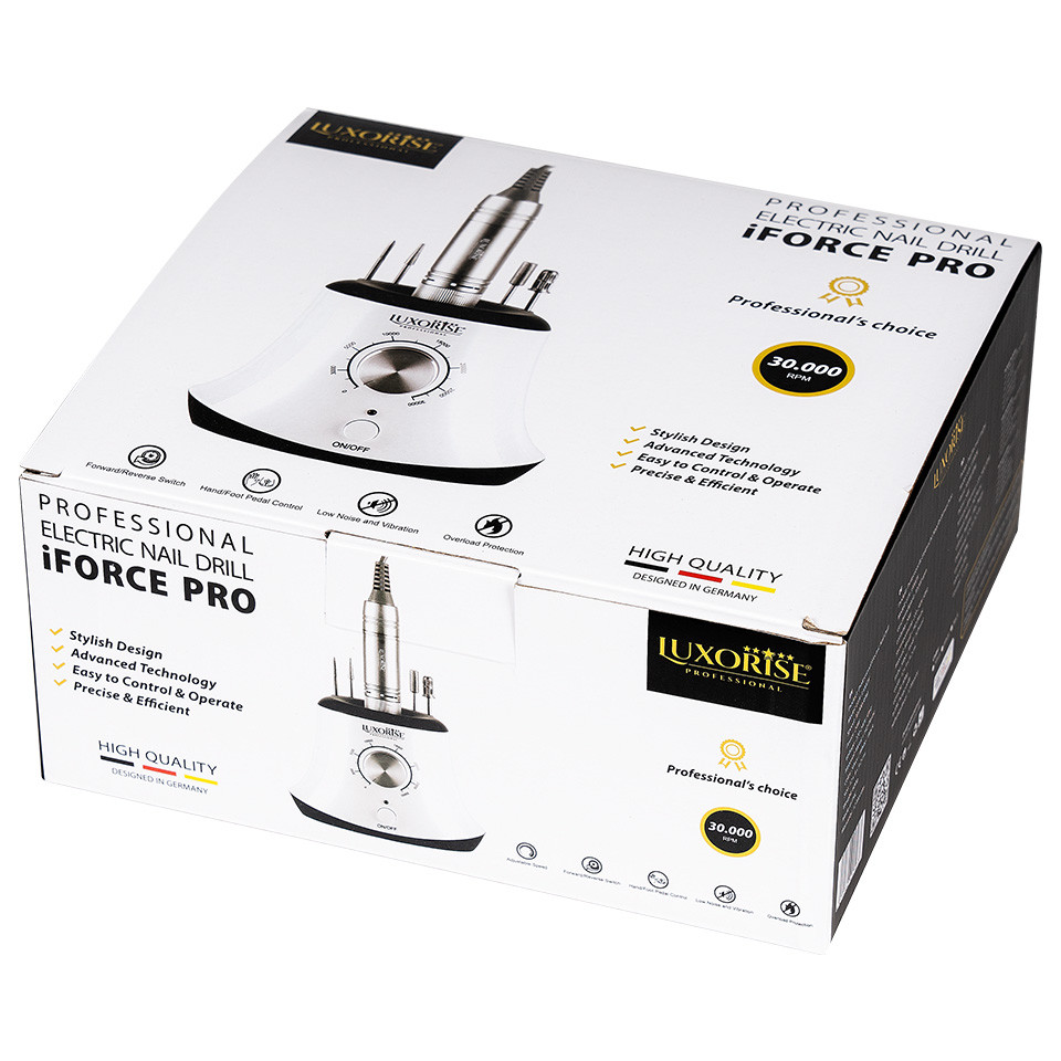 Freza unghii profesionala iFORCE PRO - LUXORISE Germania, 30.000 RPM, Silver - Image 2