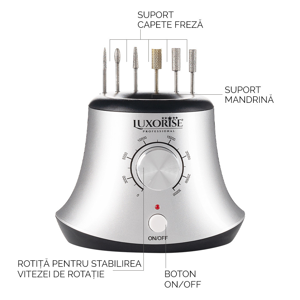 Freza unghii profesionala iFORCE PRO - LUXORISE Germania, 30.000 RPM, Silver - Image 8