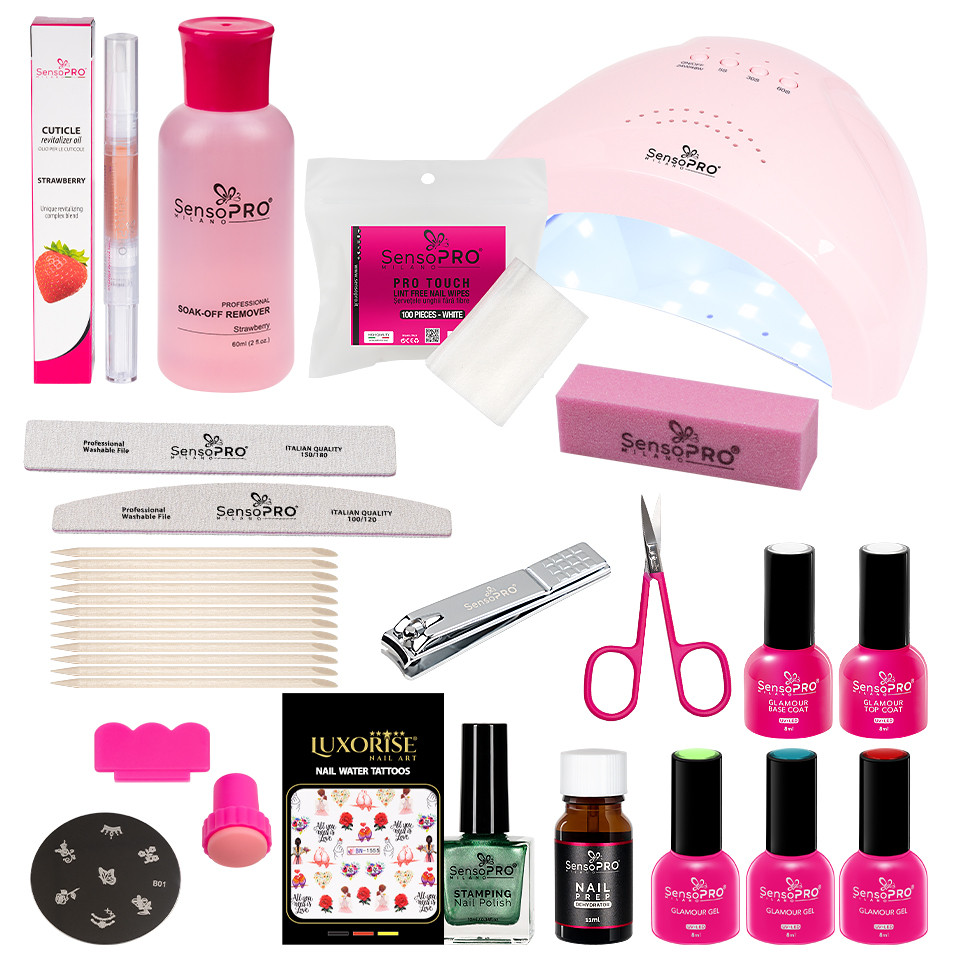 Kit Consumabile Oja Semipermanenta Glamorous Crush SensoPRO + CADOU