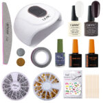 Kit oja semipermanenta Canni, Black and White, lampa UV Lilac led 90 W, cu 2 oje Canni, baza, top si accesorii