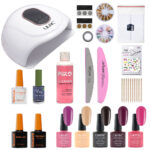 Kit oja semipermanenta Canni, Essential Nude, lampa UV Lilac led 90 W, cu 5 oje Canni, baza, top si accesorii