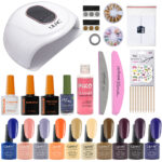 Kit oja semipermanenta Canni, Nude Collection, lampa UV Lilac led 90 W, cu 10 oje Canni, baza, top si accesorii