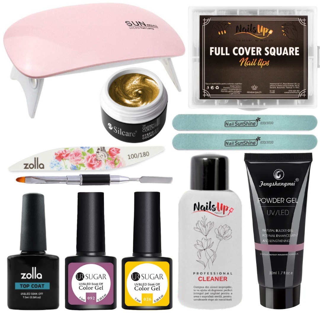 Kit Unghii Polygel Profesional NailsUp 6 – Set Complet Manichiura