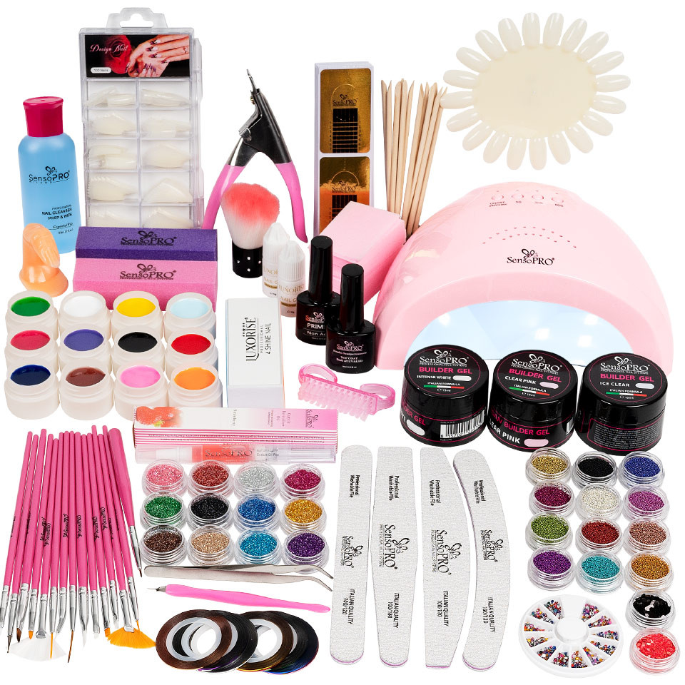 Kit Unghii False cu Gel UV SensoPRO - Promotie #56 + CADOU Set 15 Pensule Manichiura