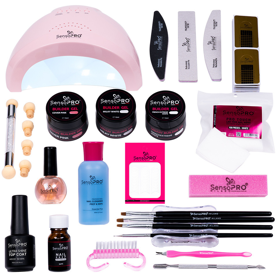 Kit Unghii Gel Manichiura French & Baby Boomer SensoPRO Milano - Promotie #05