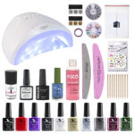 Kit Oja semipermanenta Venalisa, Glitter Colors, 10 oje Venalisa, lampa Sunone, accesorii