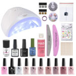 Kit Oja semipermanenta Venalisa, Nude Colors, 10 oje Venalisa, lampa Sunone, accesorii