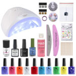 Kit Oja semipermanenta Venalisa, Summer Colors, 10 oje Venalisa, lampa Sunone, accesorii