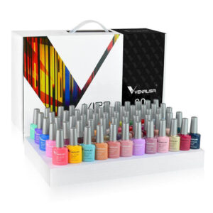 Kit oja semipermanenta VIP 2 Venalisa, 60 culori, Primer, Top Coat Mat, Top Coat, Base Coat, Tempered No-Wipe Top Coat, Catalog culori