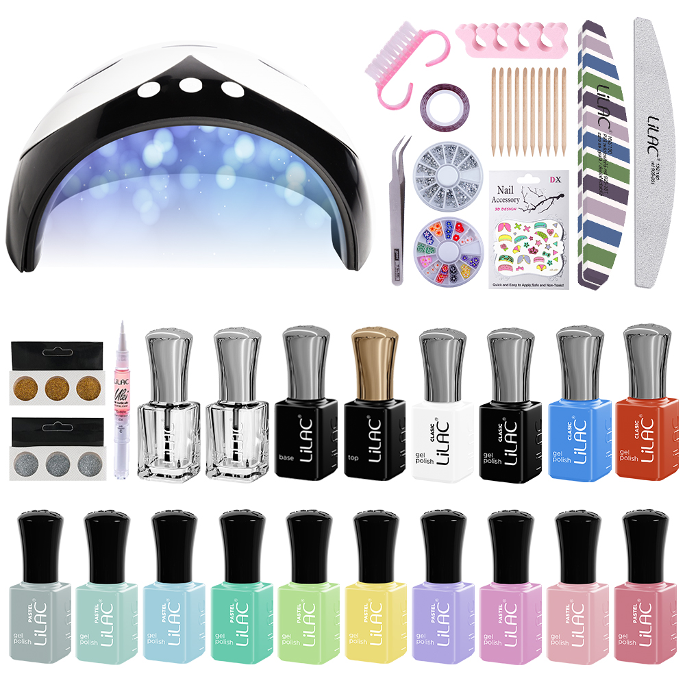 Kit oja semipermanenta Lilac Smart, 18 oje, lampa 36 W, accesorii, Pastel colors