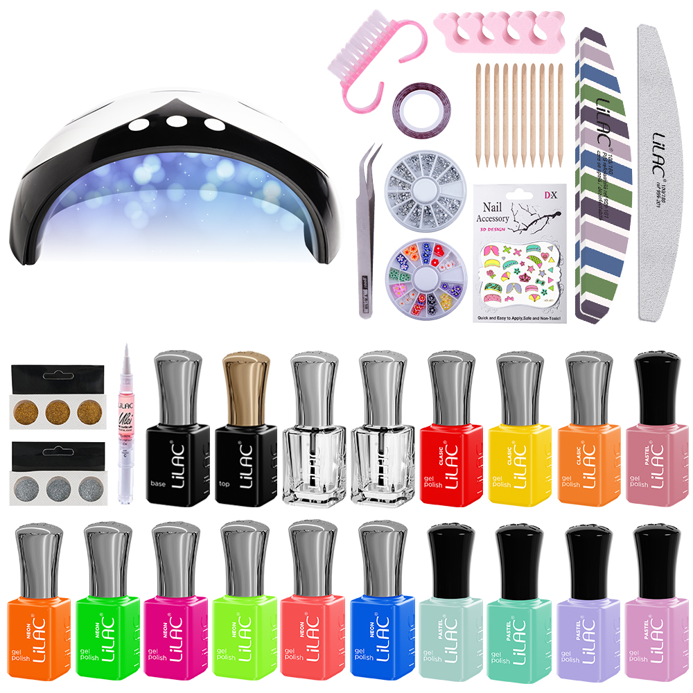 Kit oja semipermanenta Lilac Smart, 18 oje, lampa 36 W si accesorii, Neon colors