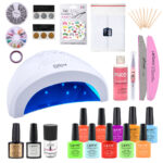 Kit oja semipermanenta Canni, Neon Summer, lampa uv-led SunOne 48 W + 10 oje Canni + baza + top