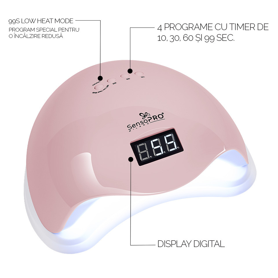 Lampa UV LED 48W SUN5 PRO SensoPRO Milano, Pink - Image 4