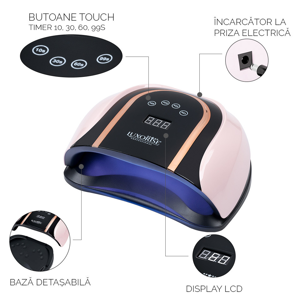 Lampa UV LED pentru doua maini 140W INFINITY PRO - LUXORISE Germania, Pink - Image 6