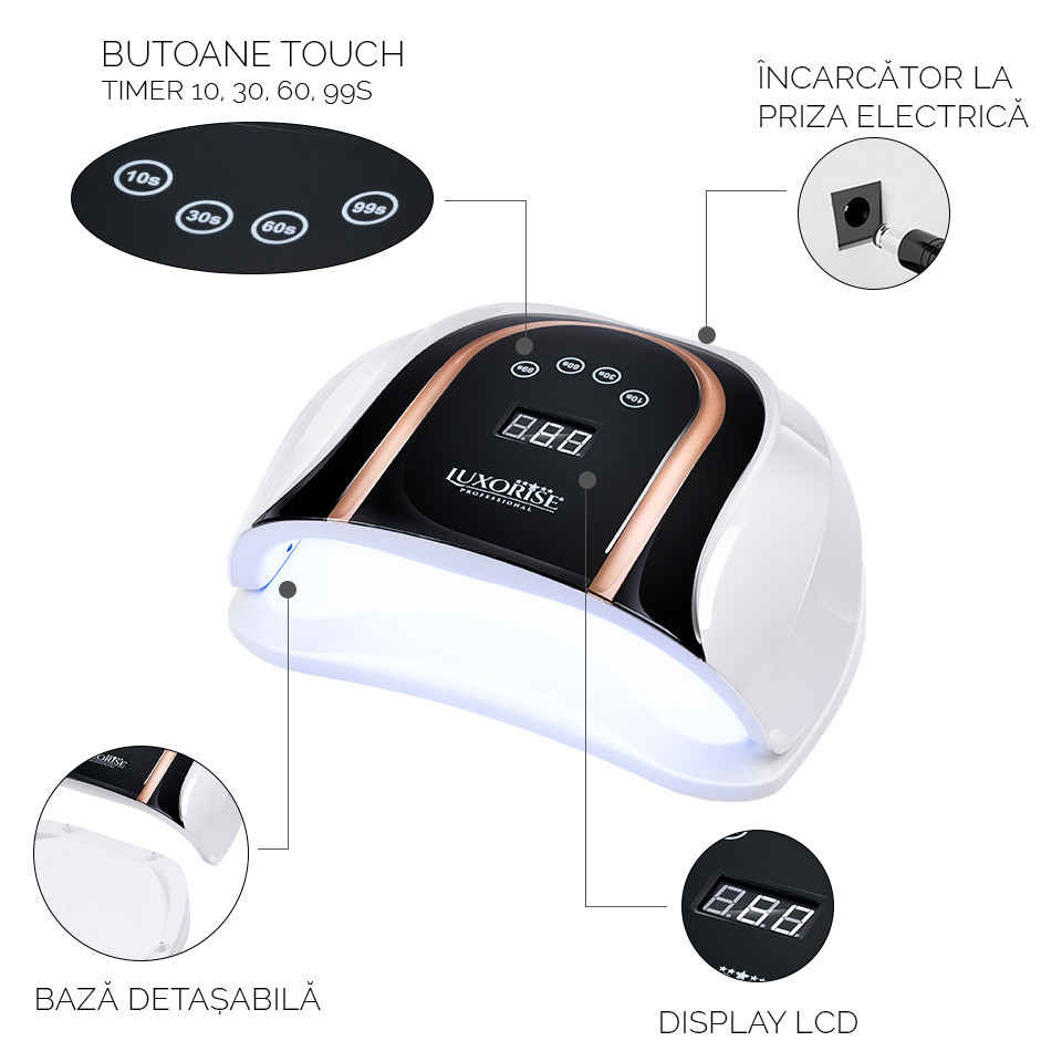 Lampa UV LED pentru doua maini 140W INFINITY PRO - LUXORISE Germania, White - Image 6