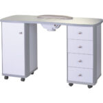 Masa manichiura cu aspirator incorporat, 4 sertare, 1 dulap, suport pentru mana