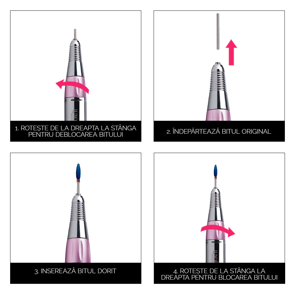 Pila electrica profesionala PowerPRO Elite - LUXORISE Germania, 30.000 RPM, Pink - Image 4