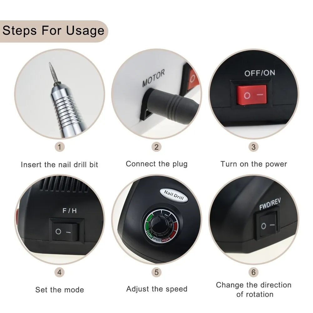 Pila Electrica Unghii 30000 RPM - ALB - Image 4