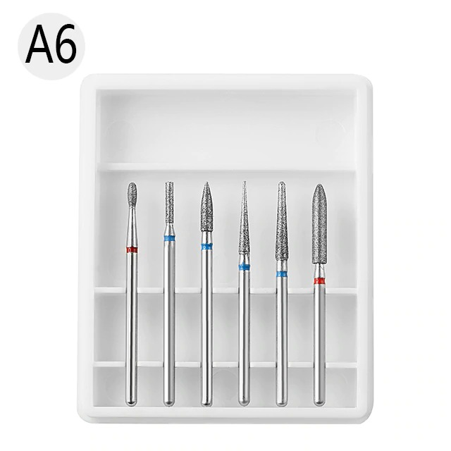 Set 6 Capete Freza Cuticula Pedichiura Alb - A6