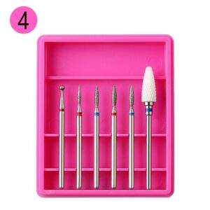 Set 6 Capete Freza Unghii, Manichiura, Cuticule Si Indepertare Gel/Oja Semi, ROZ - R4