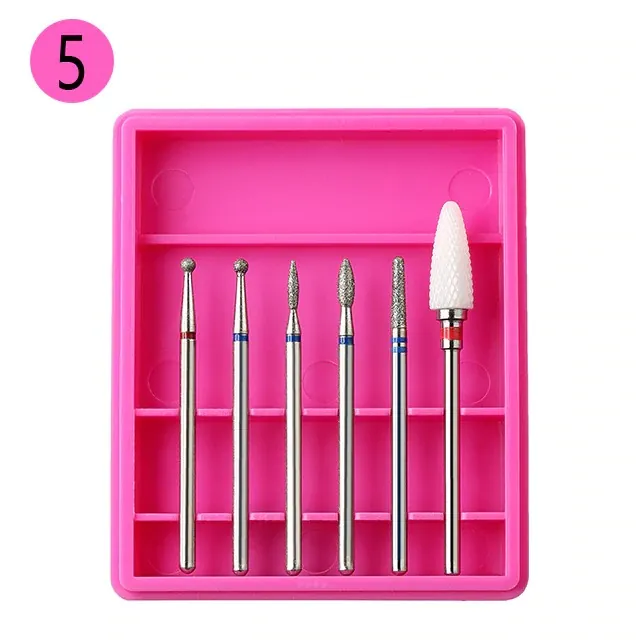 Set 6 Capete Freza Unghii, Manichiura / Pedichiura, Cuticule si Indepartare Gel/Semi, ROZ - R5