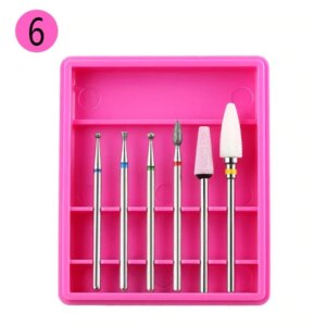 Set 6 Capete Freza Unghii, Manichiura / Pedichiura, Cuticule Si Indepartare Gel ROZ - R6