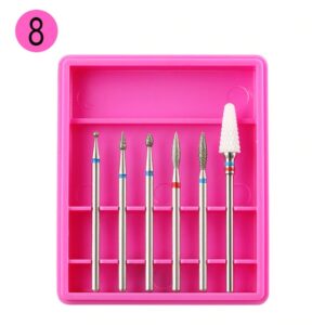 Set 6 Capete Freza Unghii ,Indepartare Gel Si Cuticule ROZ- R8