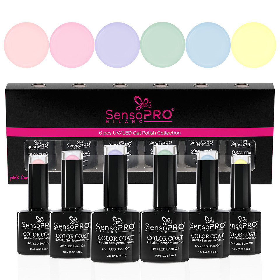 Set 6 Oje Semipermanente 10ml SensoPRO Milano, Sweet Pastel