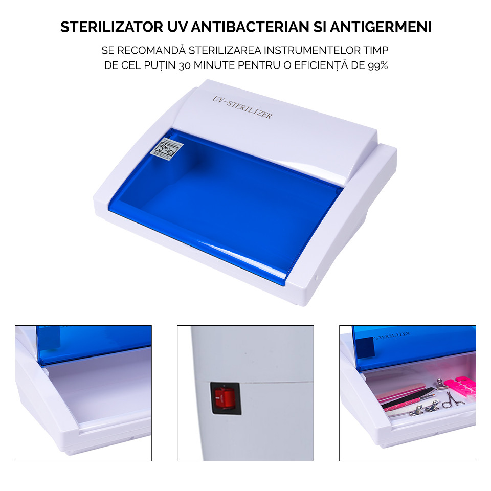 Sterilizator UV mare cu trapa si gratar pentru ustensile manichiura si coafor - Image 8